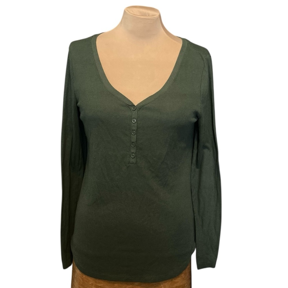 a.n.a‎ Forest Green V-Neck Henley | Y2K
